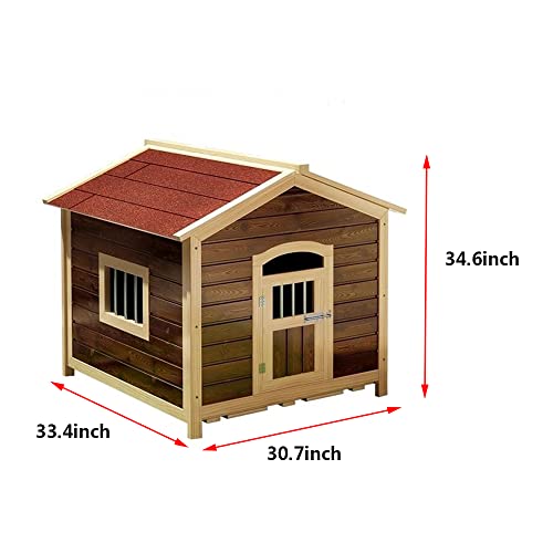 Amazon.co.jp: 屋外の小さな木製の犬小屋、ドアと窓のデザインが付いた